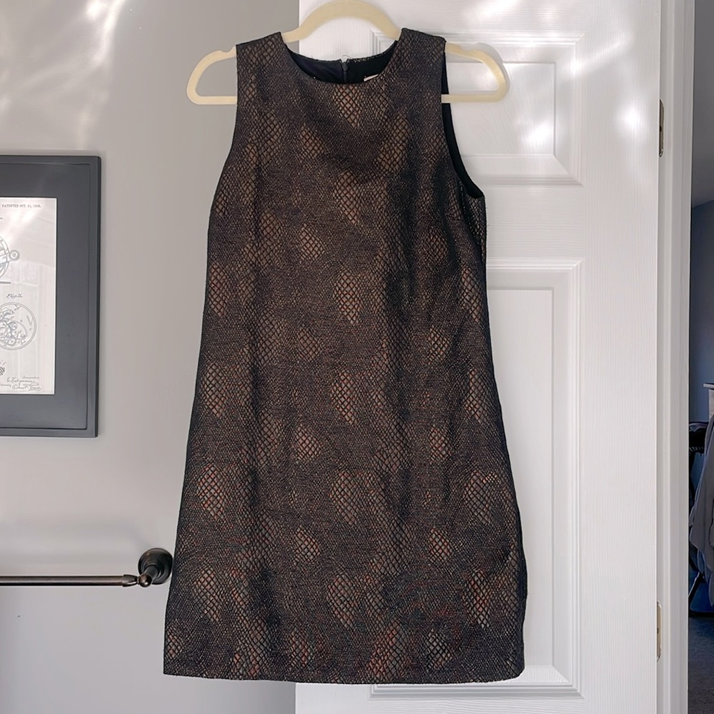 Black and metallic snakeskin dress